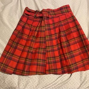 Red and black plaid skirt